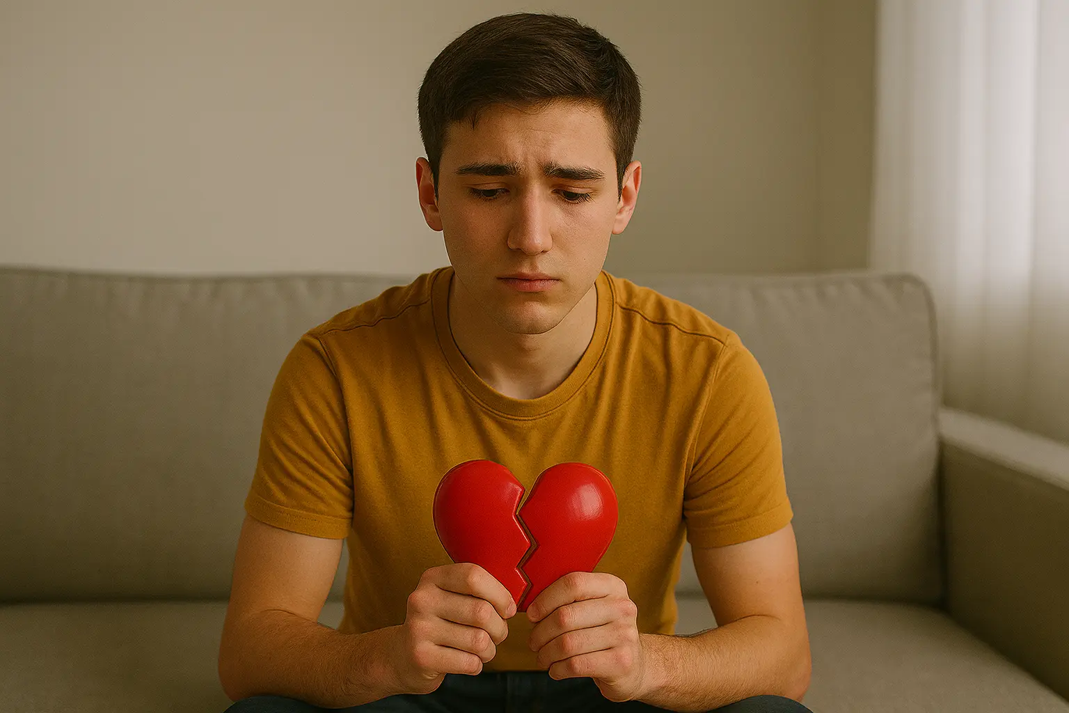 Gentle person with hearts around